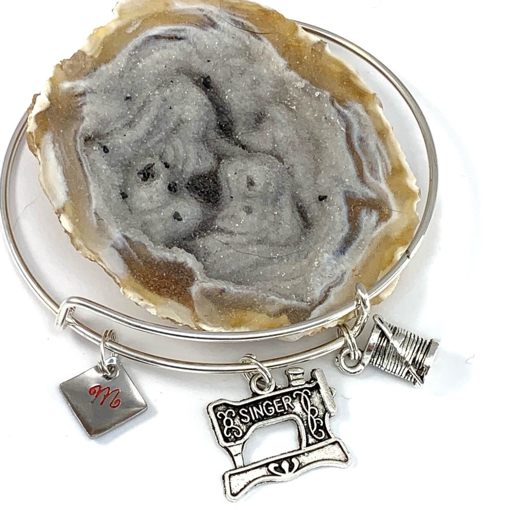 Silverplate Wire Sewing Bracelet Personalize I…